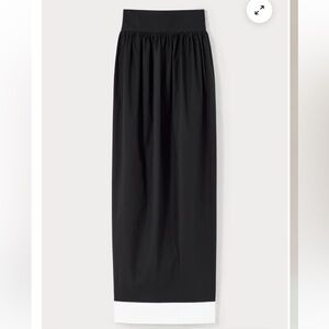 Destree Black Maxi Skirt with White Hem - Women's Elegant Skirt